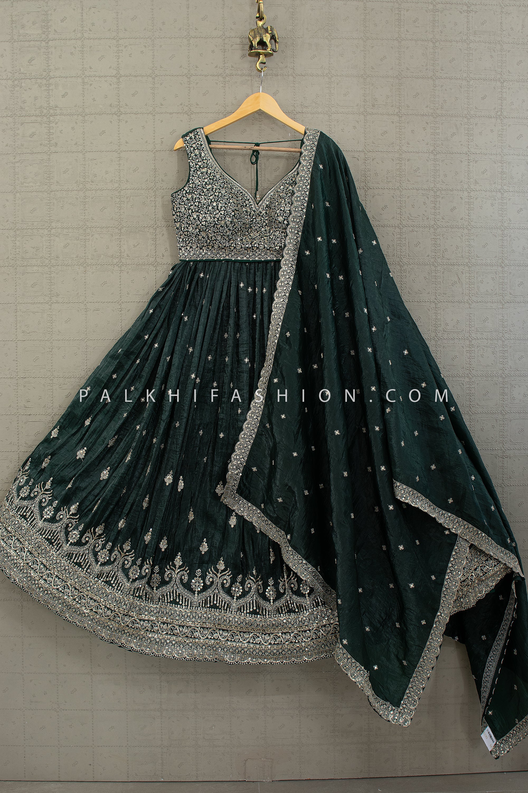 Emerald Green Sequin Embroidered Lehenga Choli for Weddings – Palkhi Fashion Houston