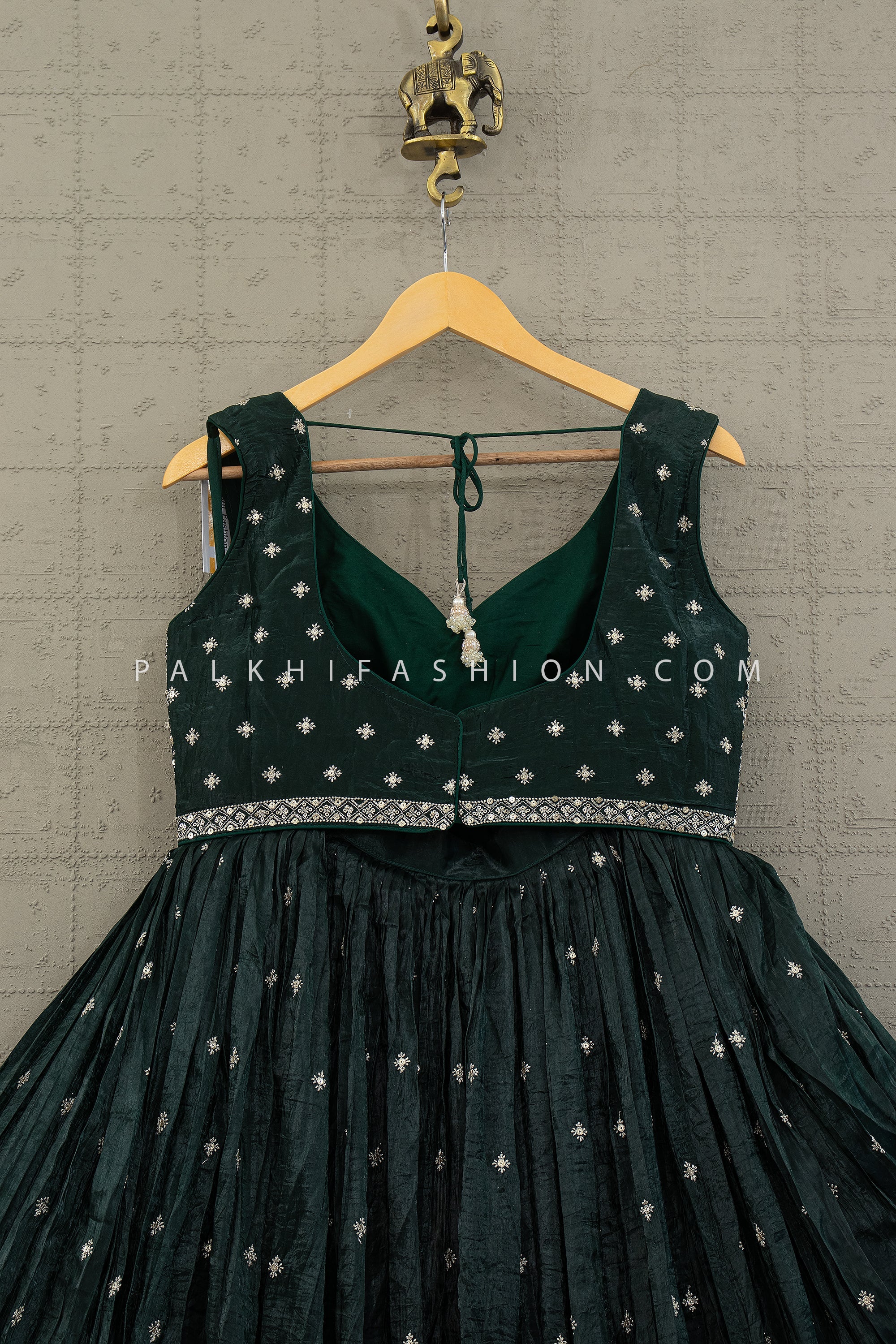 Emerald Green Sequin Embroidered Lehenga Choli for Weddings – Palkhi Fashion Houston