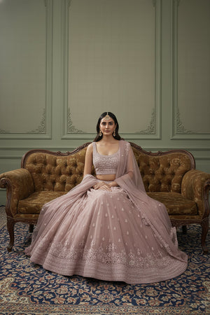 Ethereal Elegance: Lilac Soft Net Bead Embroidered Lehenga Choli – Palkhi Fashion