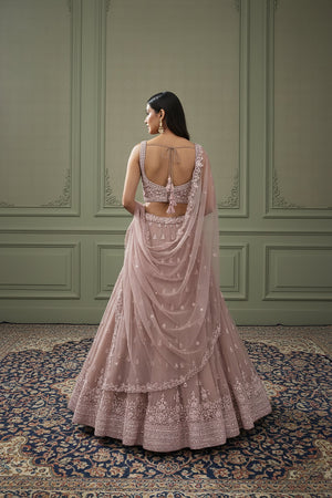 Ethereal Elegance: Lilac Soft Net Bead Embroidered Lehenga Choli – Palkhi Fashion