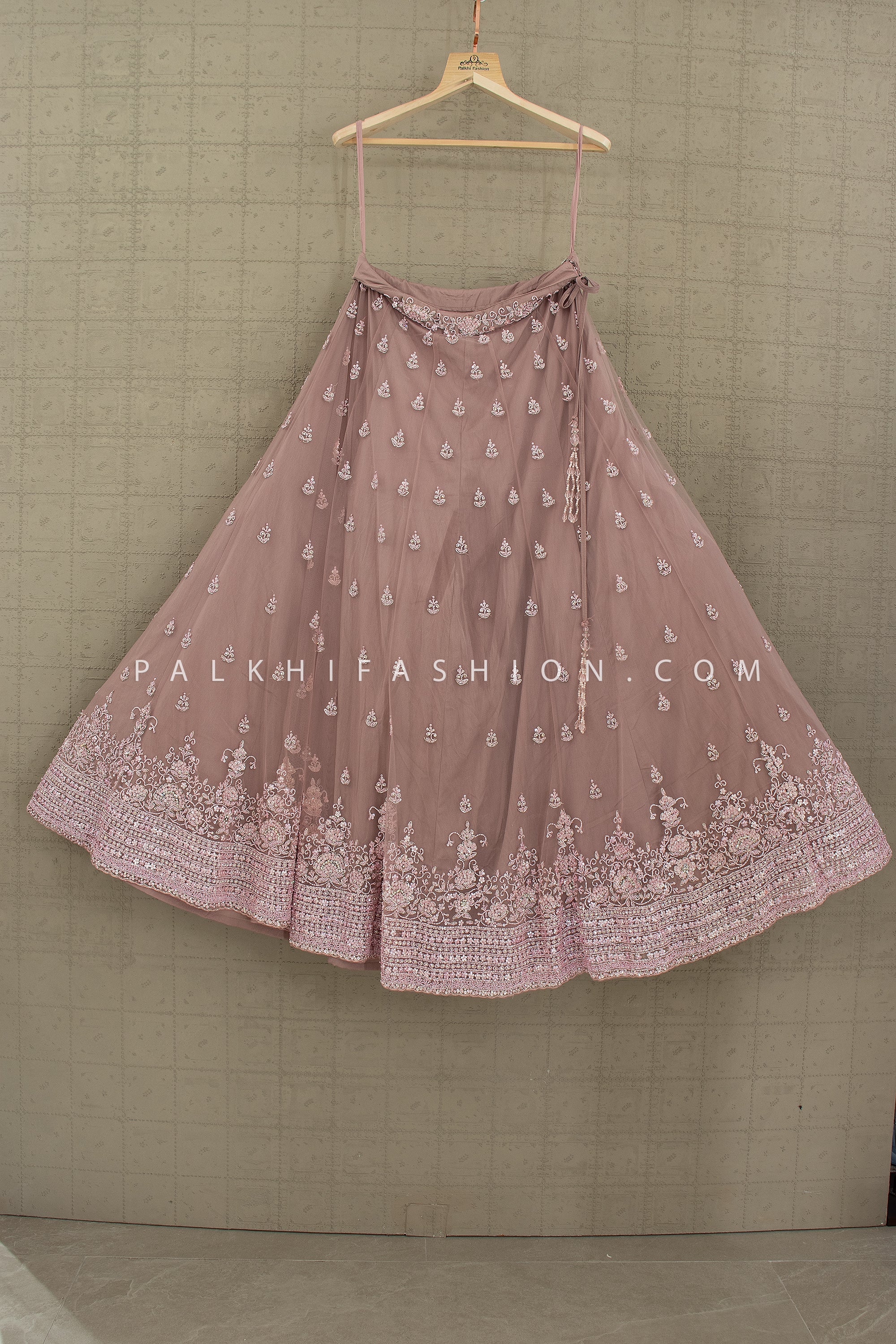 Ethereal Elegance: Lilac Soft Net Bead Embroidered Lehenga Choli – Palkhi Fashion