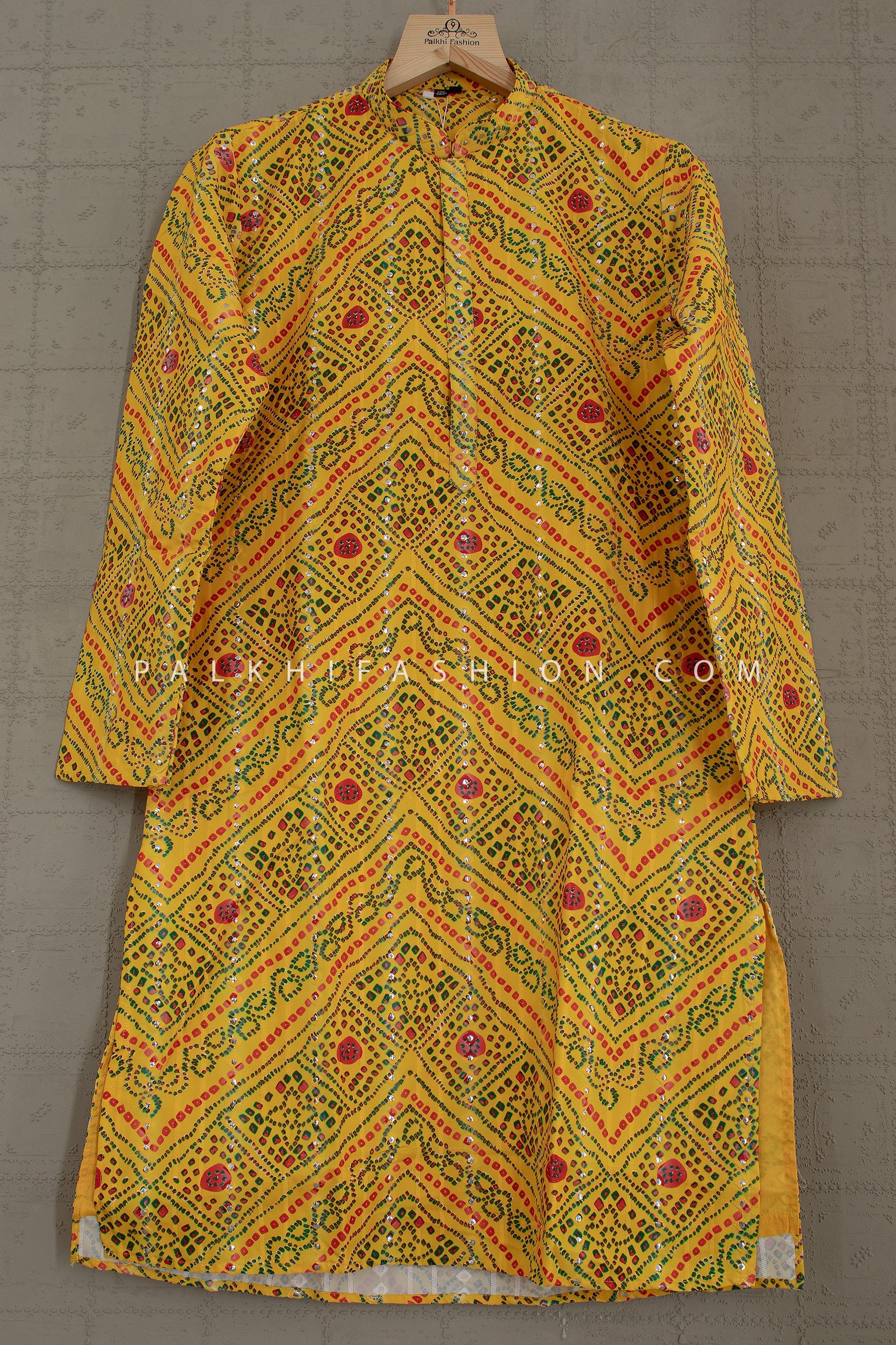 🪔 Festive Bandhani Charm: Traditional Kurta Pants Set – Palkhi Fashion