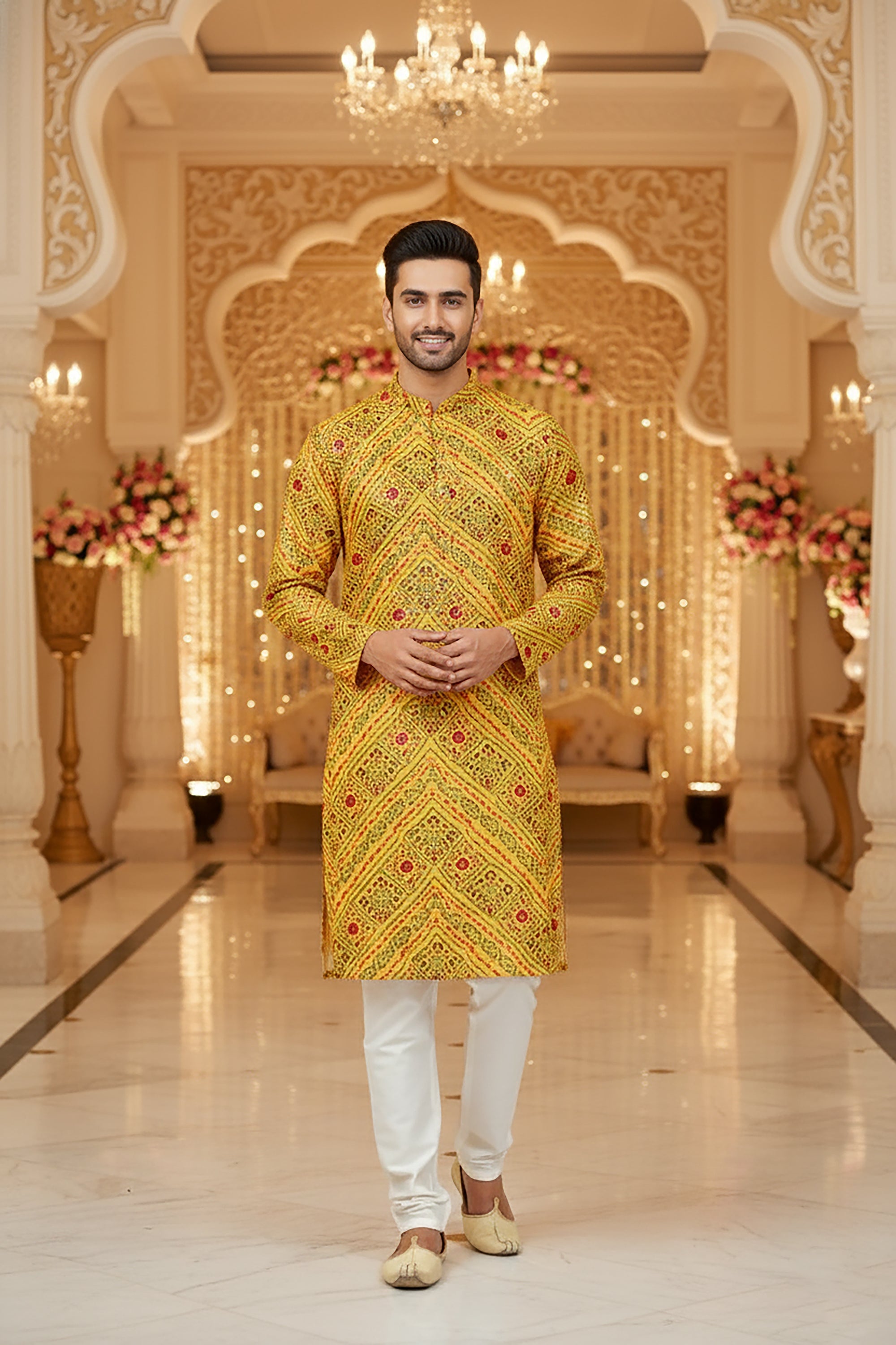 🪔 Festive Bandhani Charm: Traditional Kurta Pants Set – Palkhi Fashion
