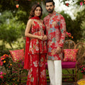 Festive Bloom Red Floral Designer Kurta Set With Korean Pant | Palkhi Fashion