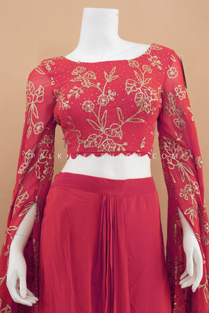 Festive Edit: Rani Pink Indo - Western Tulip Skirt Outfit with Embroidery – Palkhi Fashion