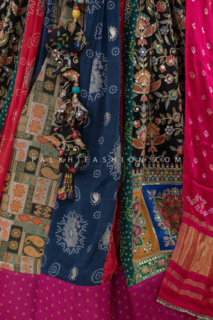 Festive Flair: Multicolor Chaniya Choli with Spaghetti Blouse & Gaji Silk Dupatta – Palkhi Fashion