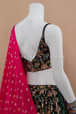 Festive Flair: Multicolor Chaniya Choli with Spaghetti Blouse & Gaji Silk Dupatta – Palkhi Fashion