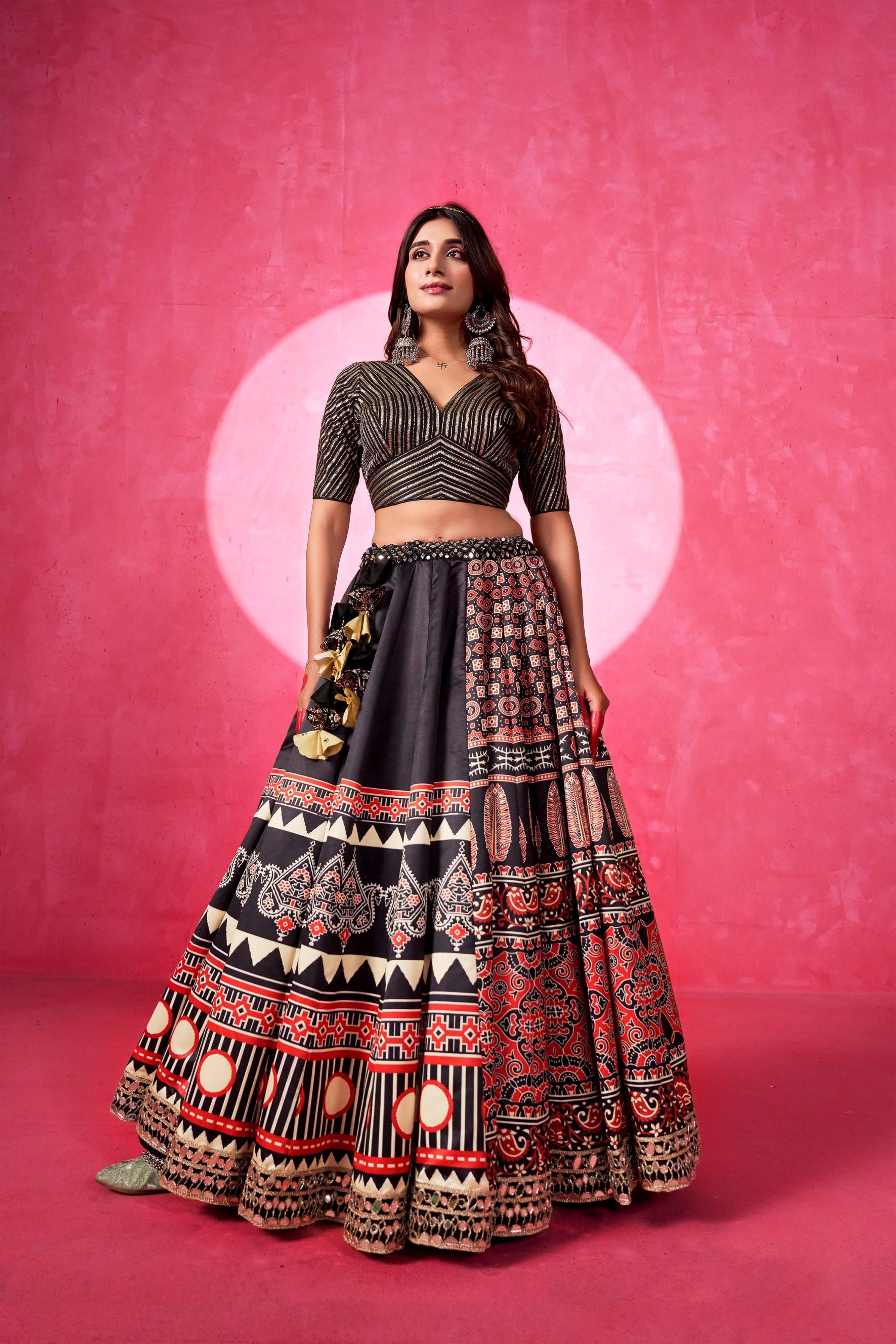 Festive Remix: Black Handcrafted Ajarakh Navratri Chaniya Choli – Palkhi Fashion