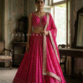 Festive Royal Glow - Fuchsia Silk Lehenga with Kundan & Handwork – Palkhi Fashion
