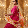 Floral Festive Glow – Rani Pink Pure Georgette Handwork Anarkali Set – Palkhi Fashion