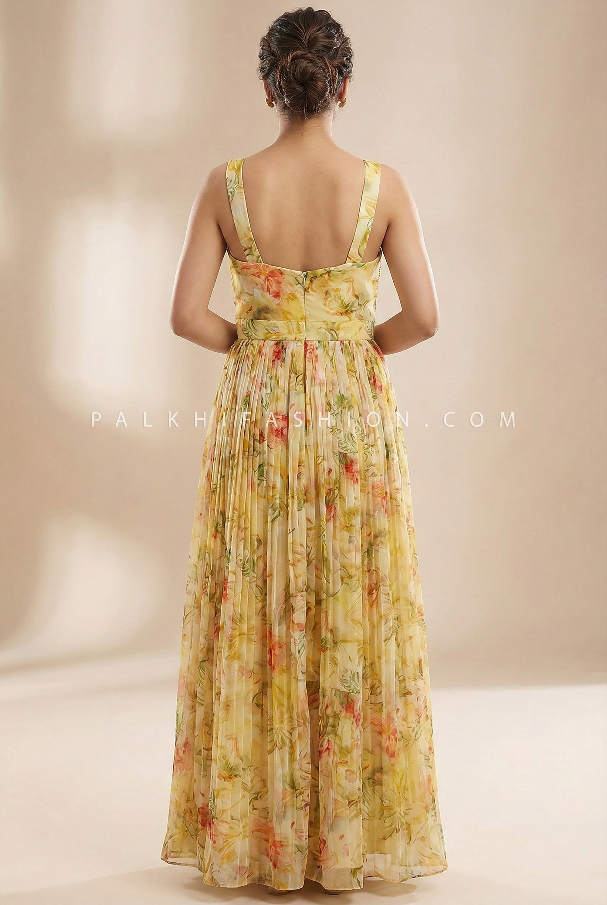 Floral Georgette Festive Jumpsuit Ensemble With Attached Dupatta | Palkhi Fashion