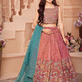 🌸 Floral Serenade: Designer Mauve Lehenga Choli for Girls with Floral Embroidery – Palkhi USA