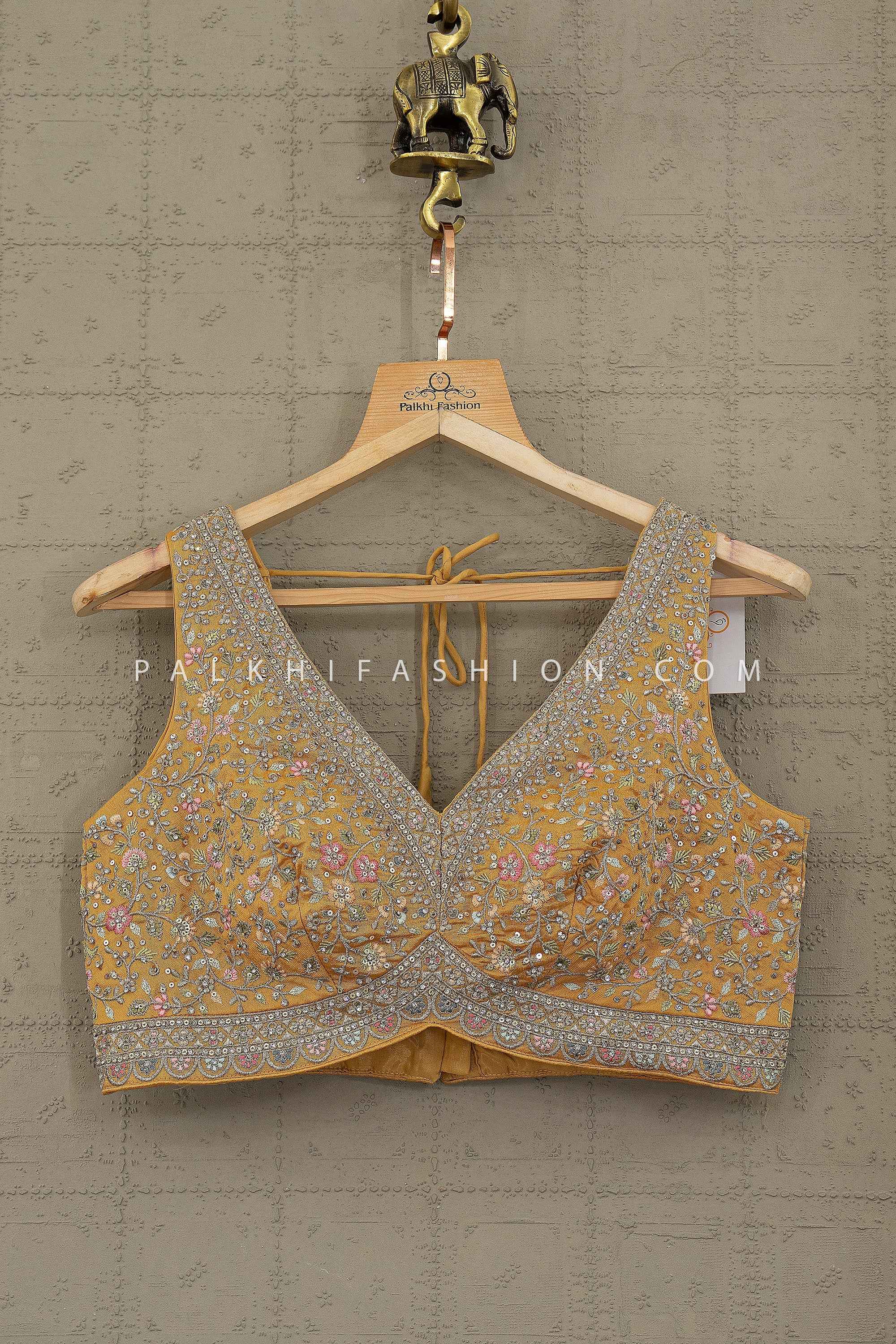 Golden Bloom — Mustard Yellow Floral Embroidered Lehenga Choli | Palkhi Fashion