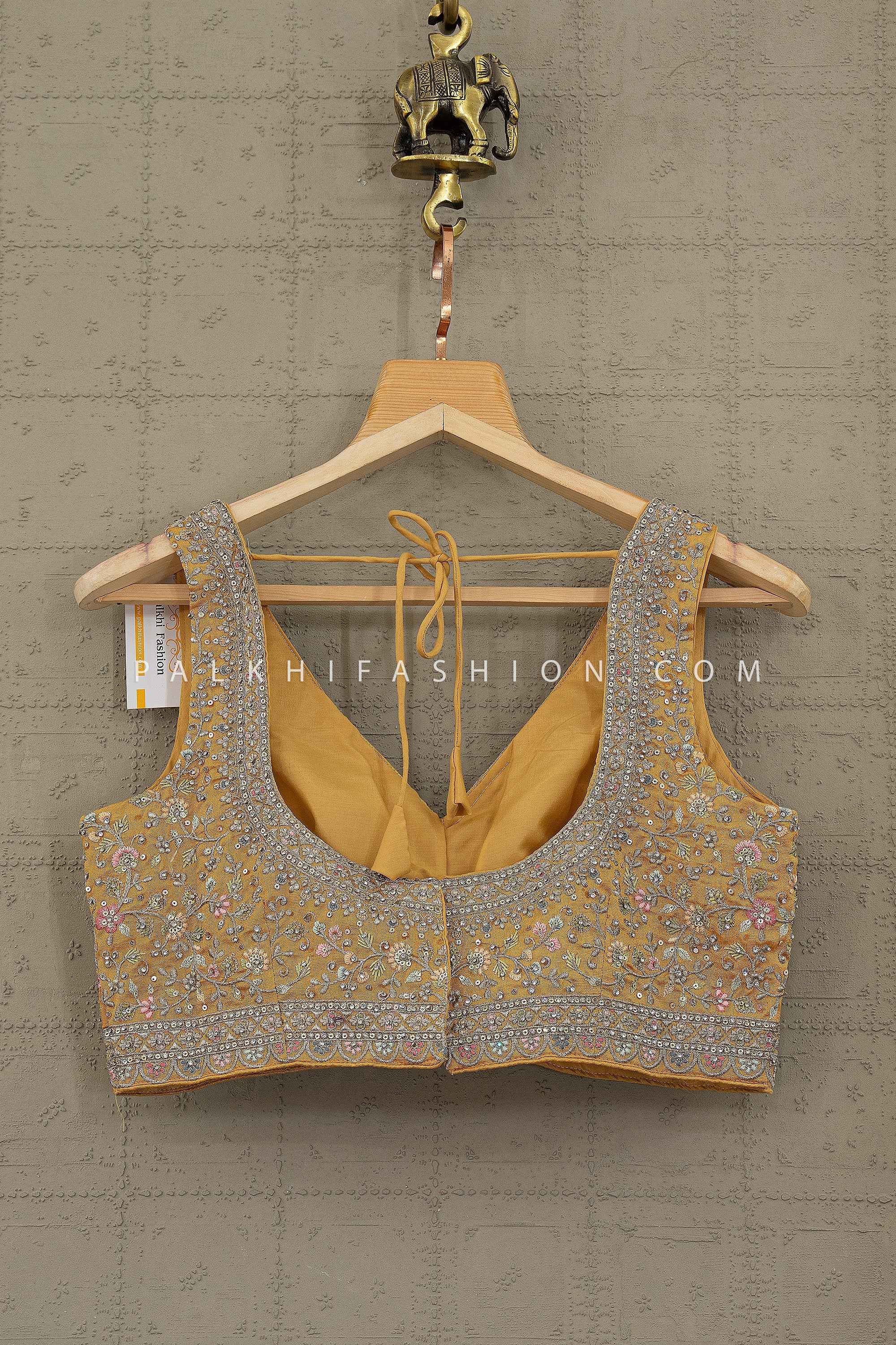 Golden Bloom — Mustard Yellow Floral Embroidered Lehenga Choli | Palkhi Fashion