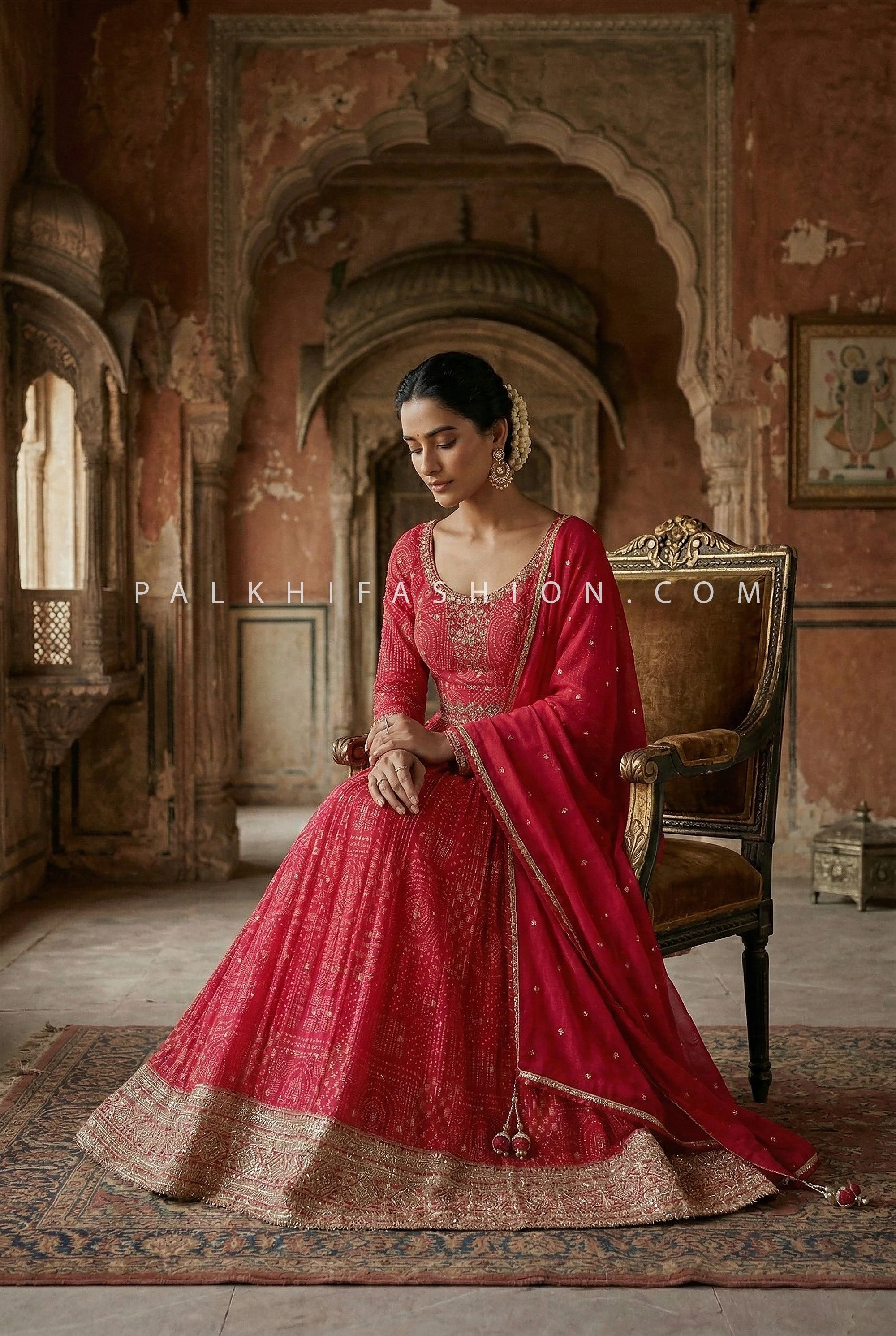 Heritage Celebration Glow - Festive Anarkali Dress with Handwork – Palkhi Fashion