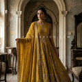 Heritage Glow Edit - Mustard Yellow Chanderi Silk Anarkali Palazzo Set – Palkhi Fashion