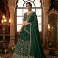 Heritage Green Grandeur - Emerald Green Lehenga Choli with Intricate Embroidery