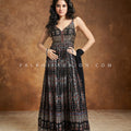 Heritage Noir — Black Soft Silk Ajrakh Work Anarkali Outfit with Jacket | Palkhi Fashion