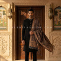Imperial Kashmiri Edit - Black Designer Sherwani Set with Jamawar Shawl – Palkhi Fashion