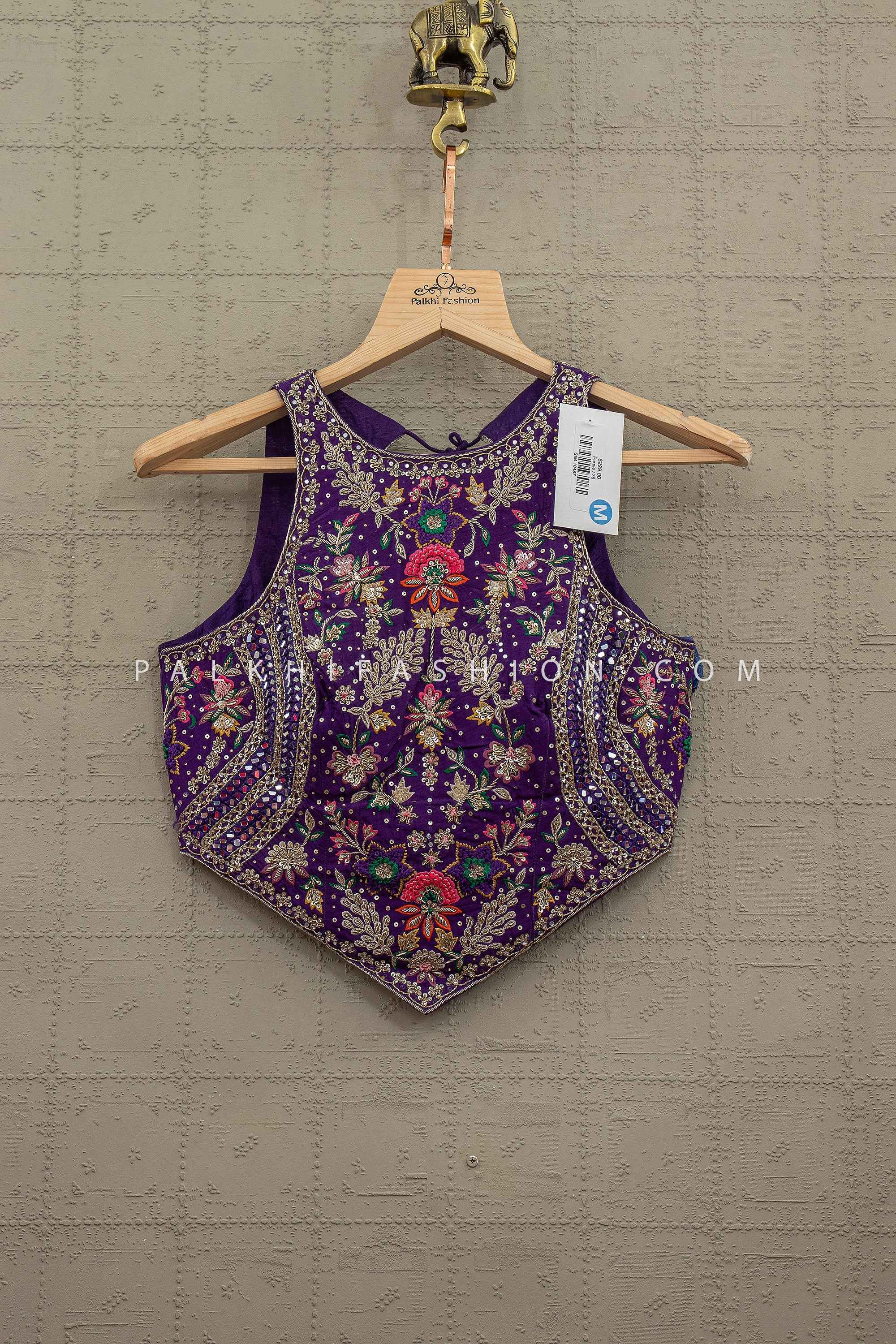 Imperial Violet Glam – Purple Mirror Work Indo-Western Palazzo Ensemble – Palkhi Fashion