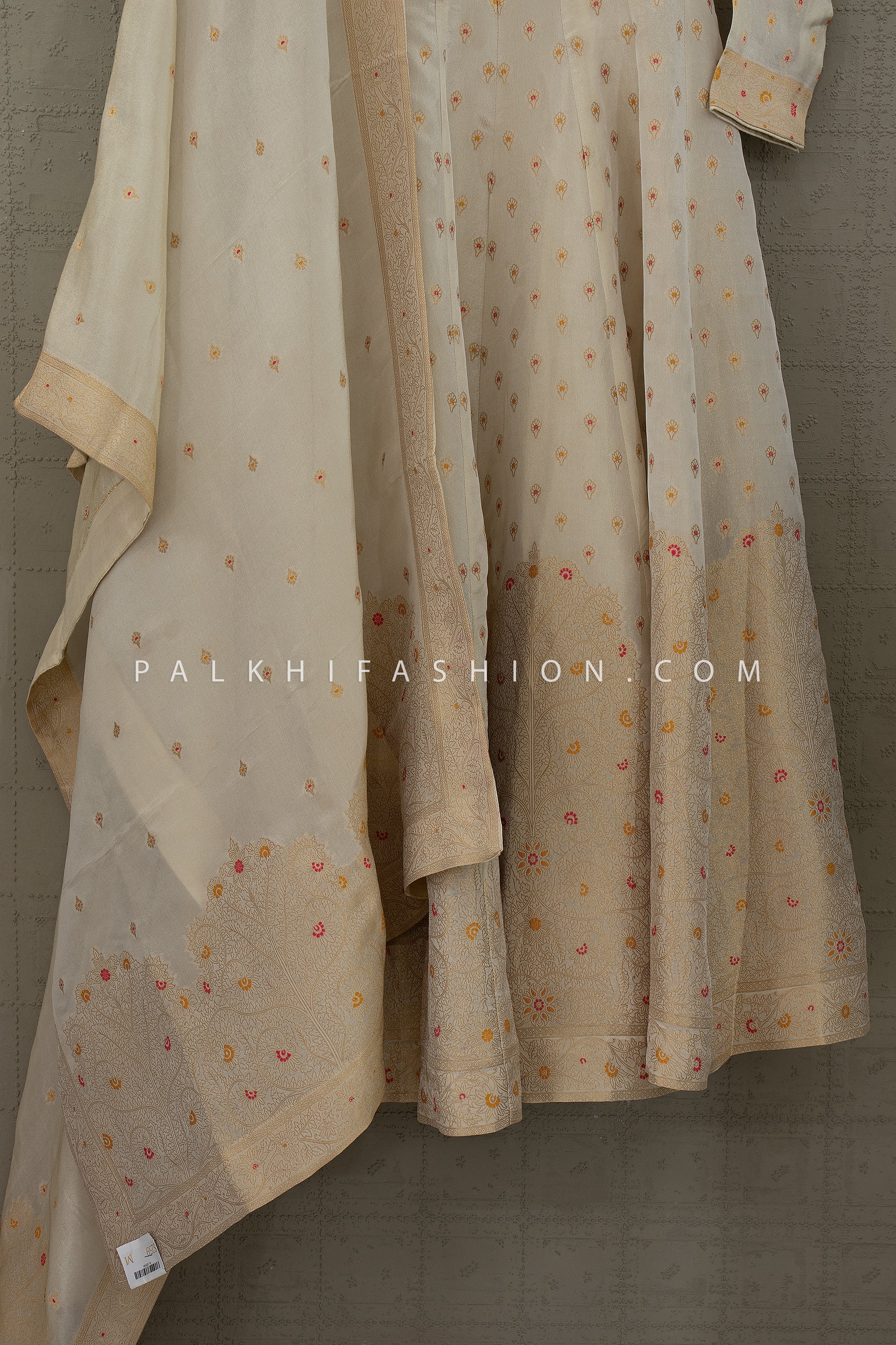 Ivory Royale — Pure Banarasi Weaving Anarkali Suit with Handwork