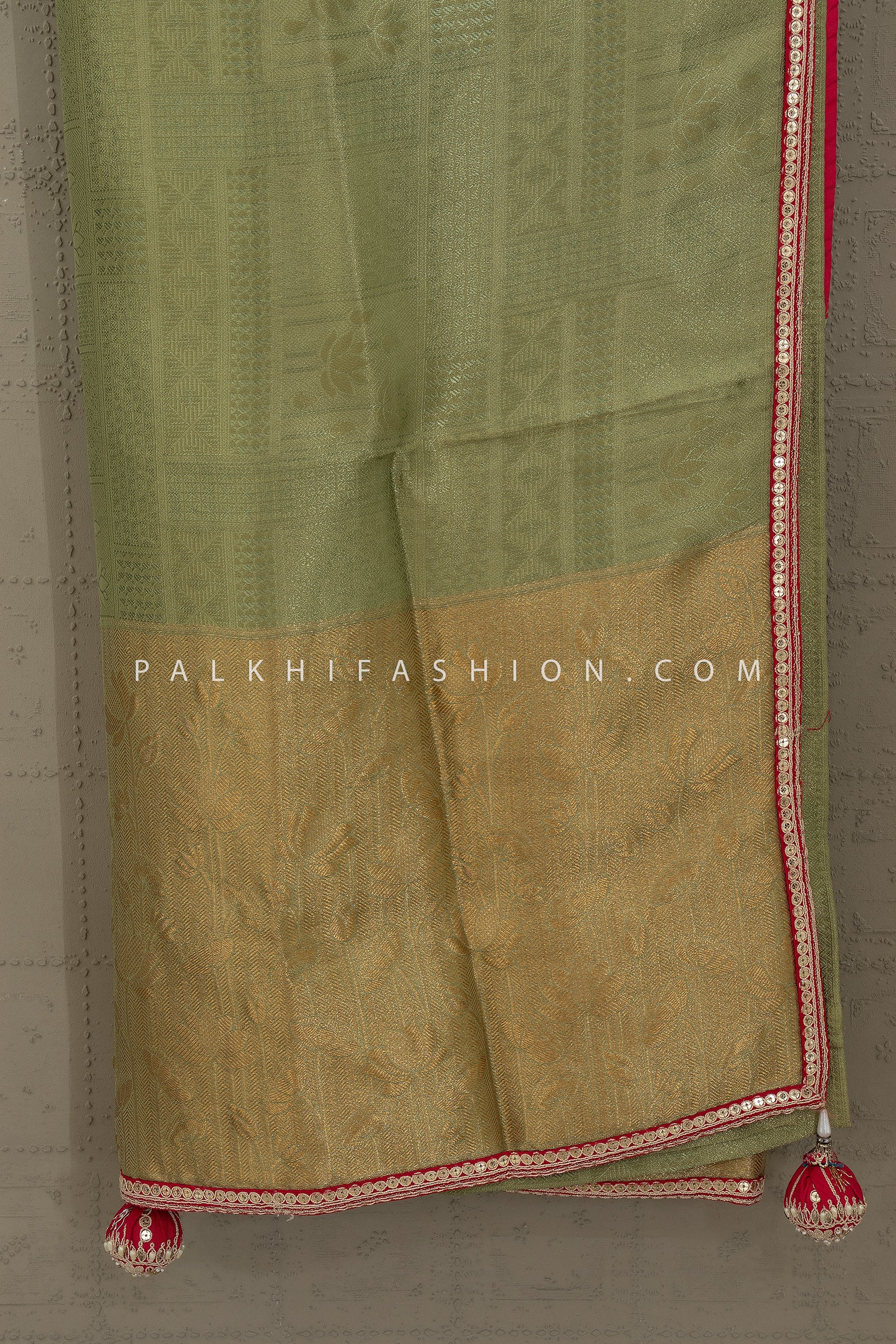 Kanjivaram - Inspired Saree with Heavy Embroidered Blouse – Palkhi Fashion Houston