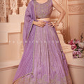 Lilac Luxe: Designer Lilac Embroidered Lehenga Choli Set For Girls