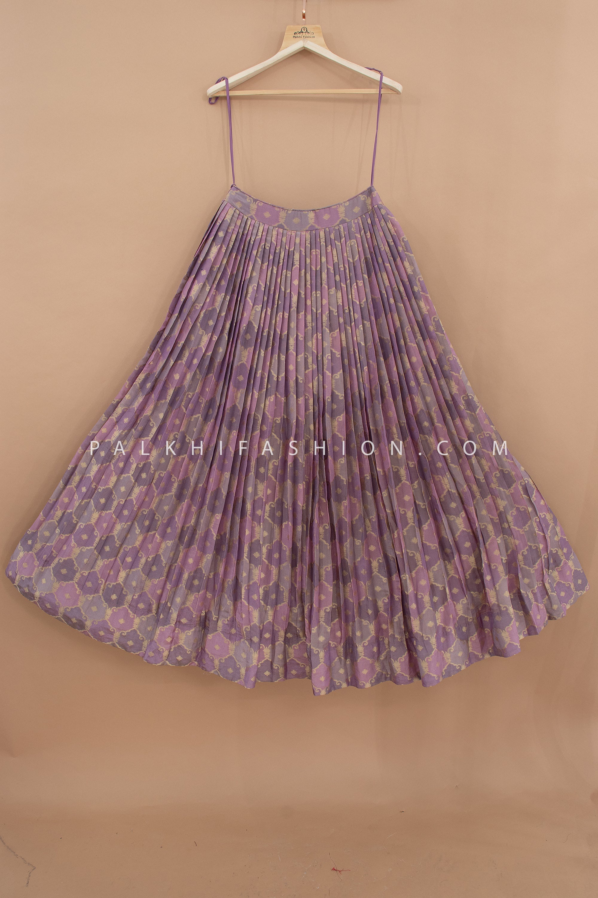 Lilac Noor: Pastel Lilac Banarasi Jaal Designer Lehenga Set – Palkhi USA