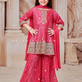 Little Royalty in Rani Pink: Bandhani Handwork Gharara Suit for Girls