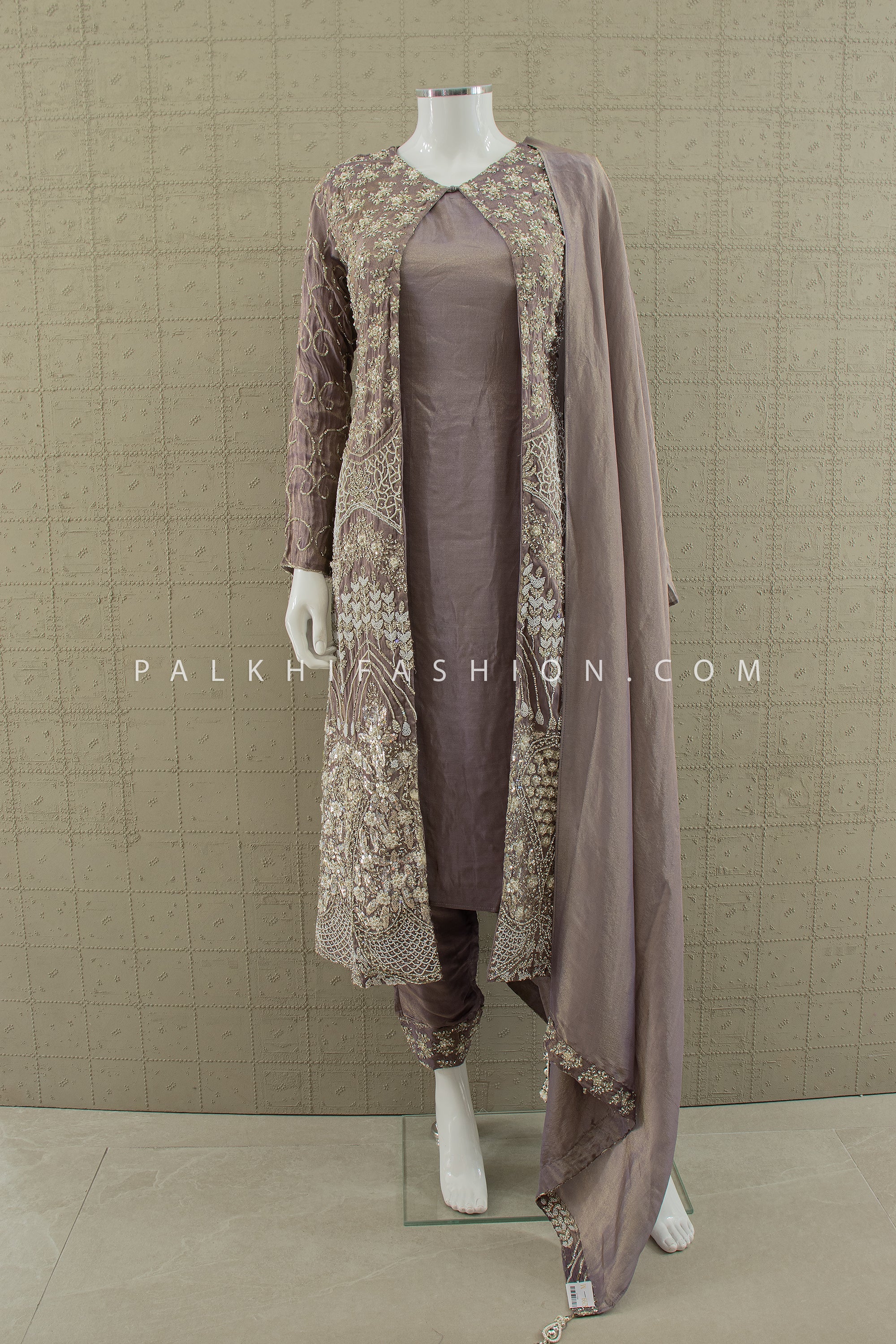 Luxe Mauve Glow – Designer Indo - Western 3 - Piece Set with Bead & Handwork – Palkhi Fashion