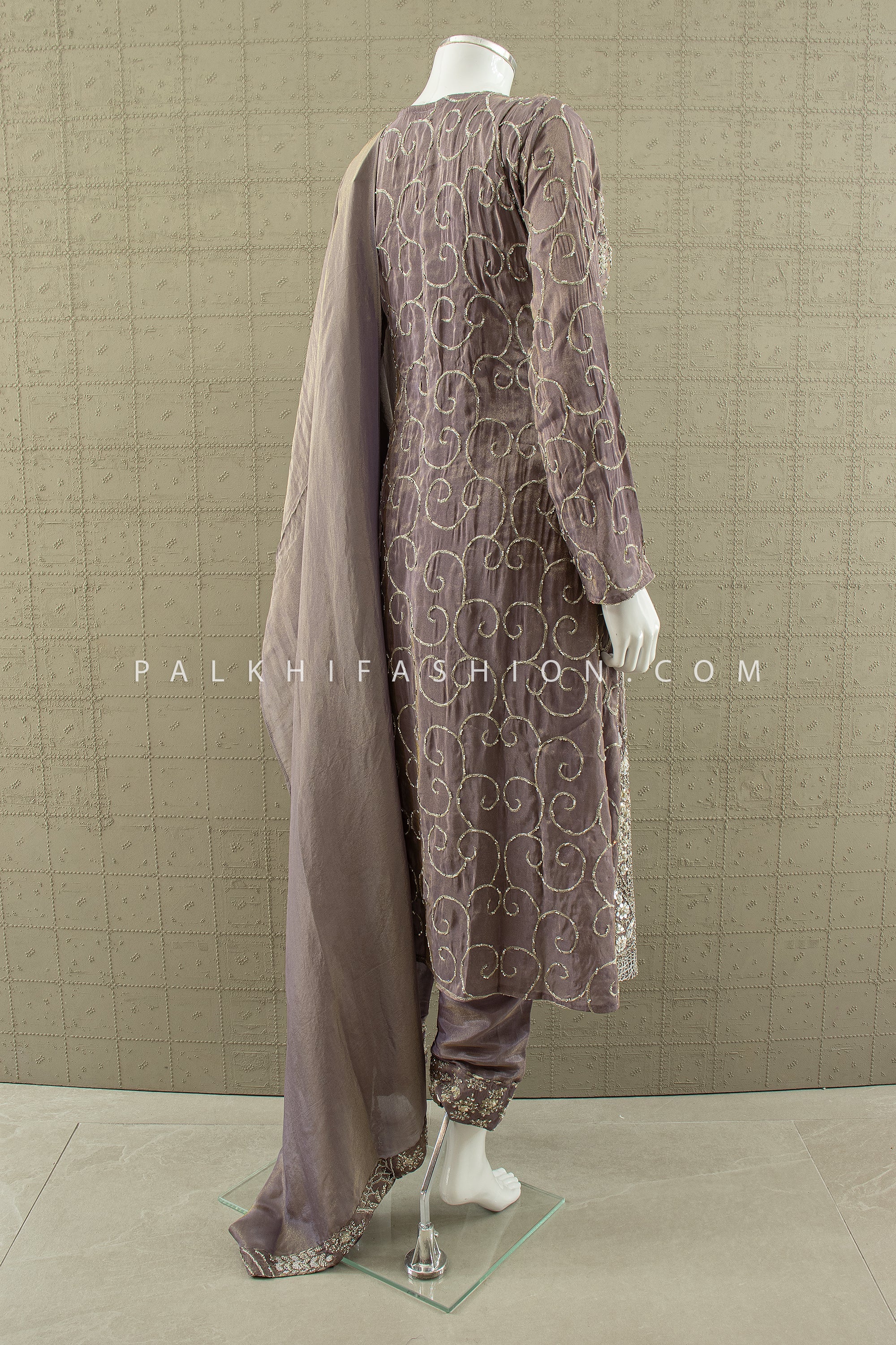 Luxe Mauve Glow – Designer Indo - Western 3 - Piece Set with Bead & Handwork – Palkhi Fashion