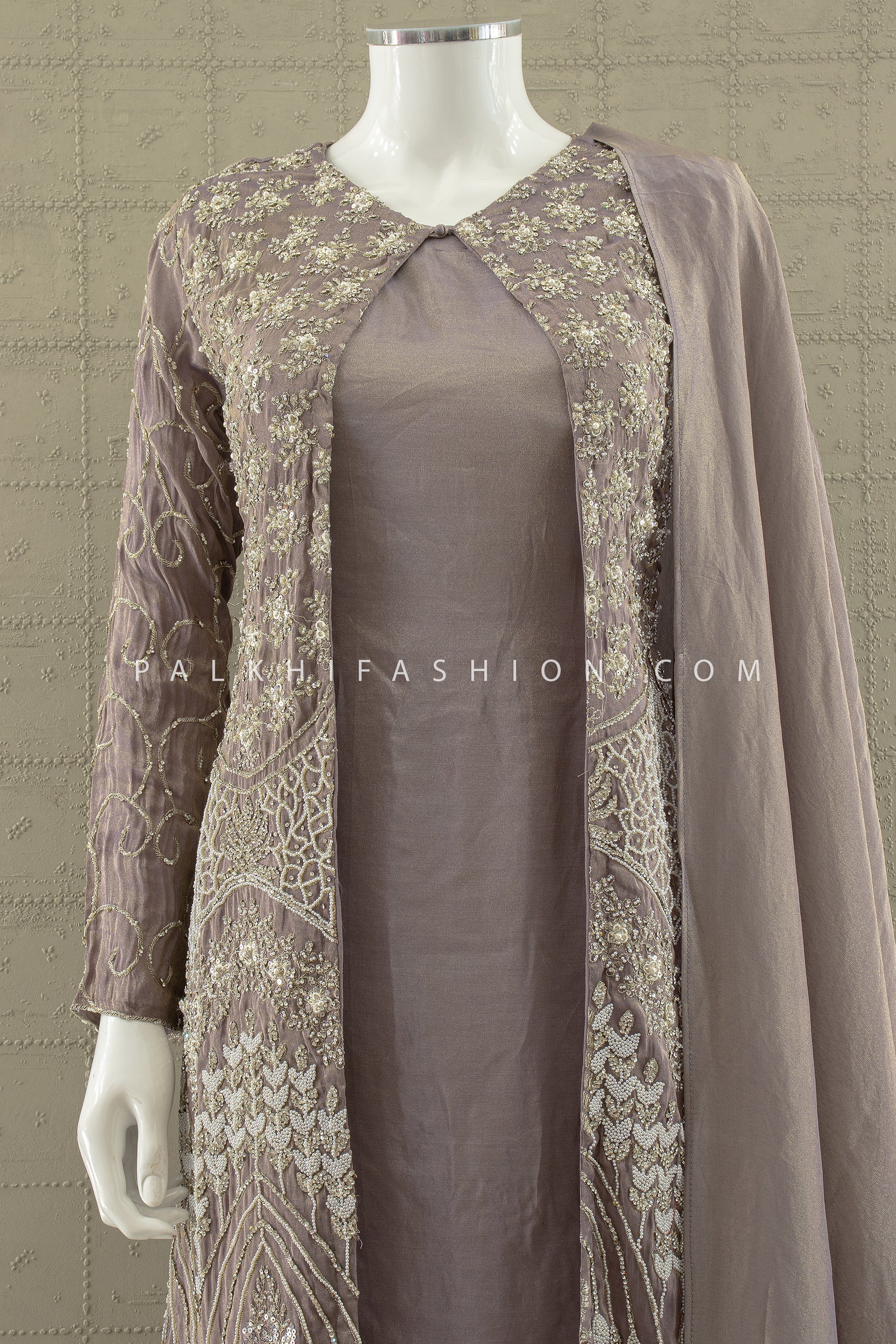 Luxe Mauve Glow – Designer Indo - Western 3 - Piece Set with Bead & Handwork – Palkhi Fashion