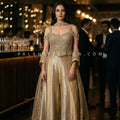 Luxury Silk Palazzo Set with Hand - Embroidered Corset Top | Palkhi Fashion Houston