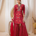 Maroon Soft Cotton Silk Printed Kurta Sharara Set – Palkhi Fashion