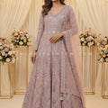 Mauve Partywear Anarkali Gown with Cutwork – Palkhi Fashion USA