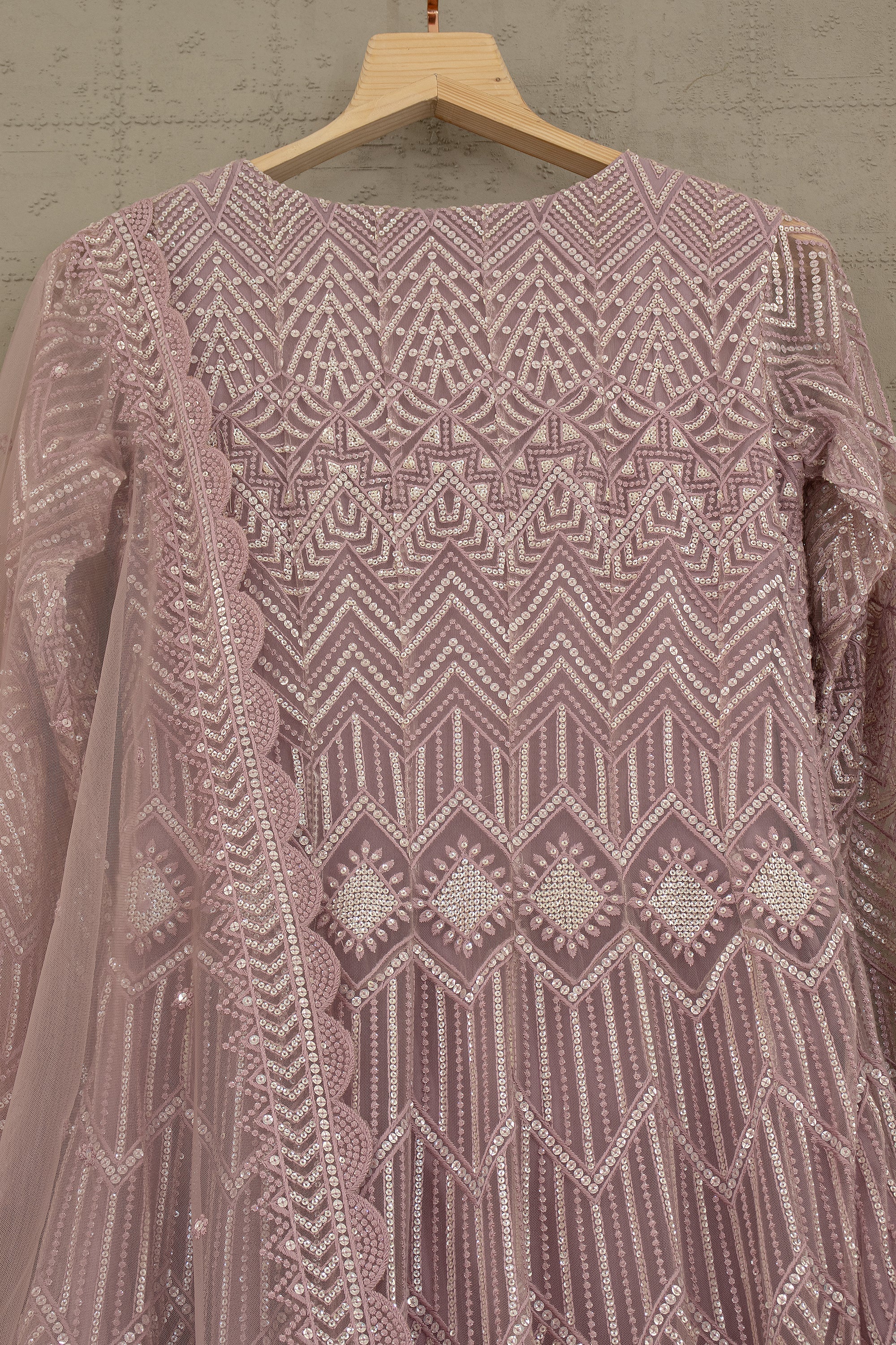 Mauve Partywear Anarkali Gown with Cutwork – Palkhi Fashion USA