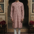 Mauve Sequin Embroidered Kurta Set with Off - White Pants – Palkhi Fashion