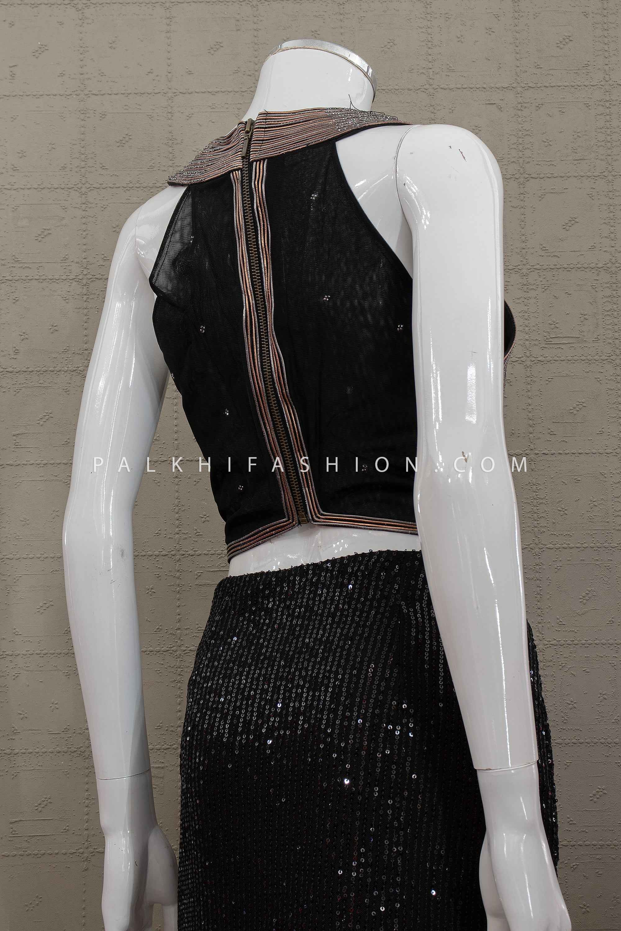 Midnight Contour Black & Copper Indo-Western Fusion Lehenga Set | Palkhi Fashion