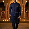Midnight Heritage Edit – Navy Blue Designer Kurta Pajama Set – Palkhi Fashion