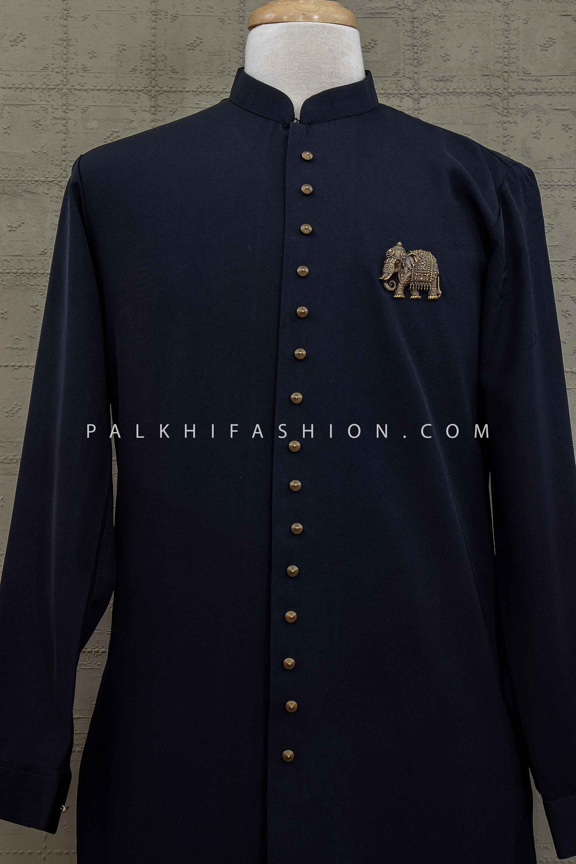 Midnight Heritage Edit – Navy Blue Designer Kurta Pajama Set – Palkhi Fashion