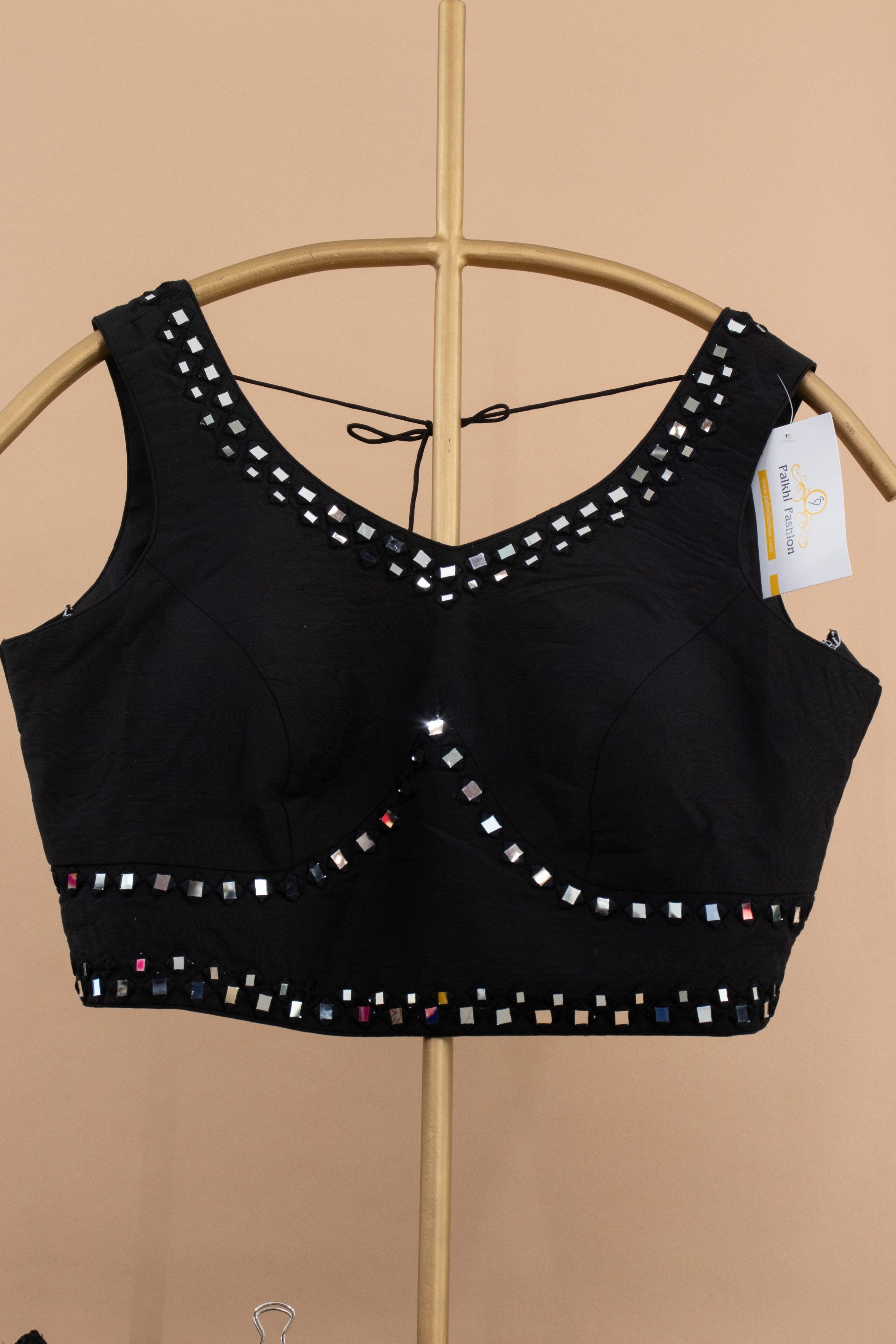 🖤 Midnight Mirage: Black Leheriya Navratri Chaniya Choli with Mirror Work – Palkhi Fashion