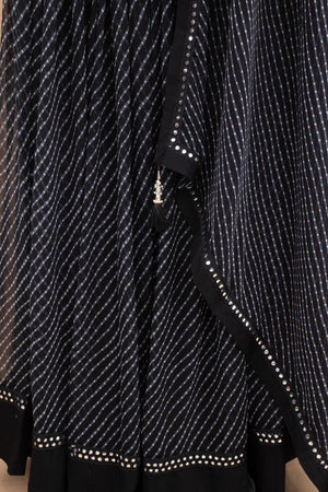 🖤 Midnight Mirage: Black Leheriya Navratri Chaniya Choli with Mirror Work – Palkhi Fashion