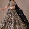 Midnight Royalty Black - Antique Gold Embroidered Designer Lehenga Set | Palkhi Fashion