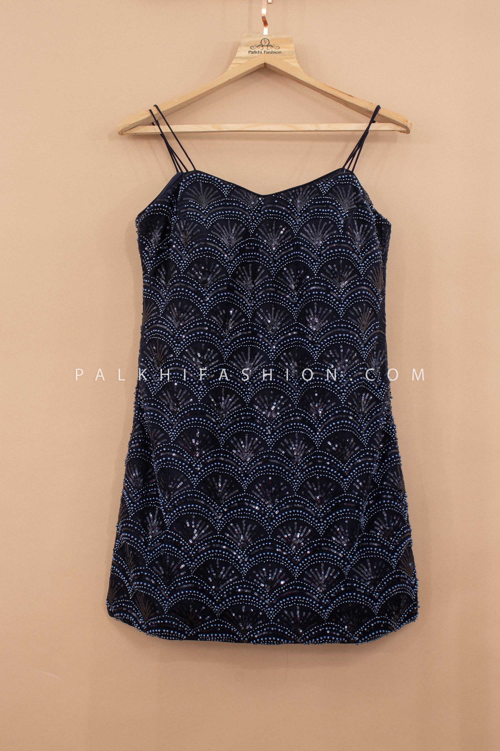 Midnight Sparkle: Dark Blue Handwork Palazzo Suit for Party Wear