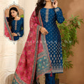 Midnight Teal Royale: Embroidered Straight Suit with Banarasi Silk Dupatta – Palkhi Fashion
