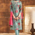 Mint Majesty: Green - Cyan Straight Suit with Chikankari & Prints – Palkhi Fashion