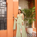 Mint Mist: Designer Pastel Green Palazzo Set with Thread & Bead Work – Palkhi Fashion