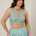 Mist Blue Elegance: Light Blue Designer Lehenga Choli with Multicolor Embroidery – Palkhi Fashion