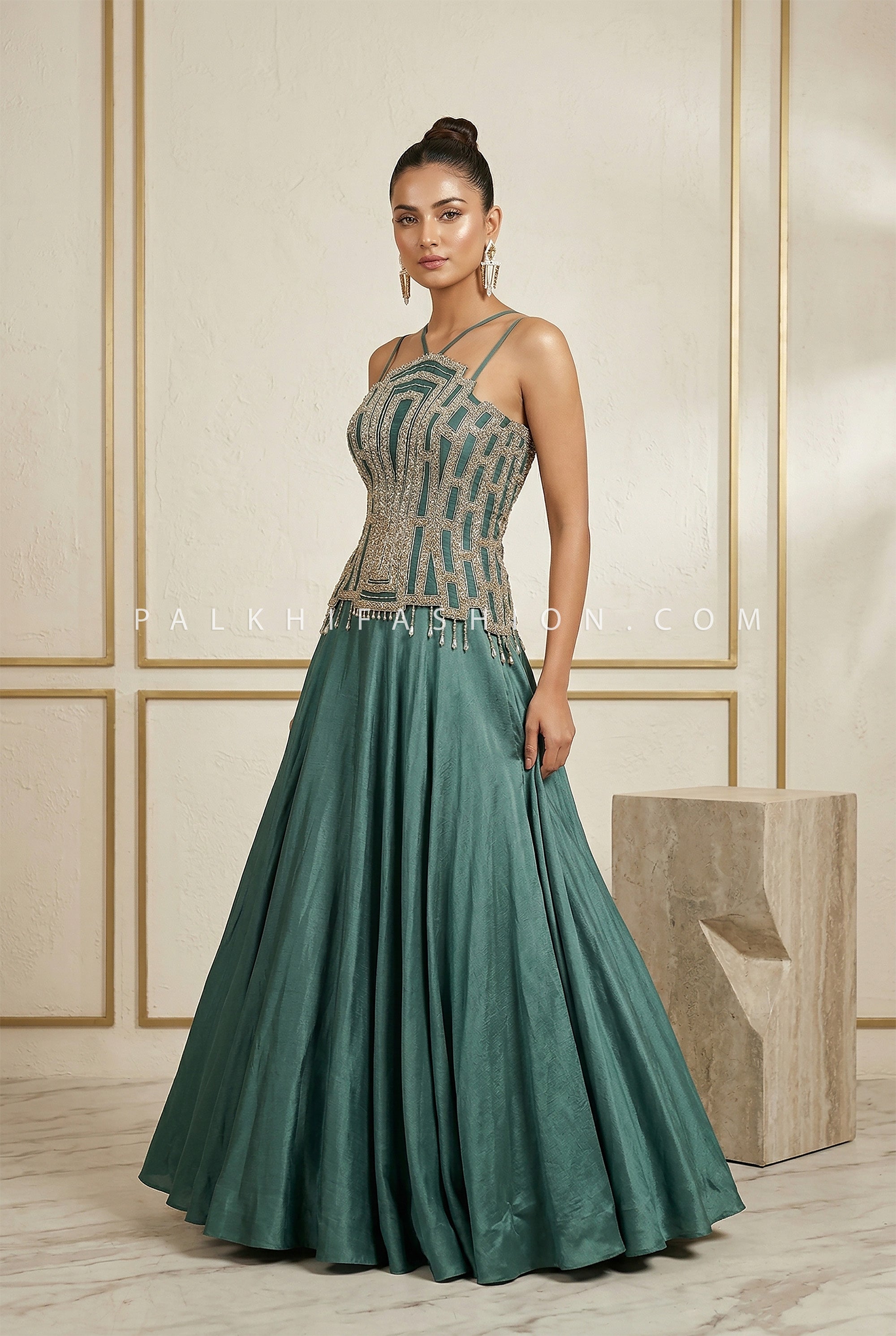winter formal dresses mini Zoya Lime Indo Western Gown – Aishwaryadesigners