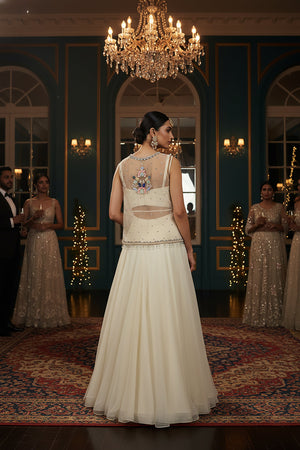 Modern Muse: Champagne Hand - Embroidered Jacket Lehenga Set – Palkhi Fashion